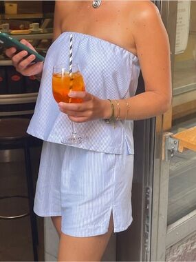 Breezy Tube Top Blue Stripe